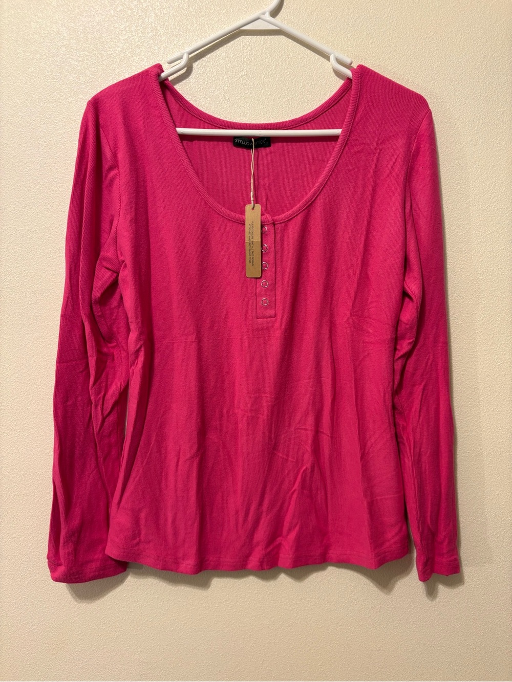 Syellowafter Bay Pink Long-Sleeve Henley Top